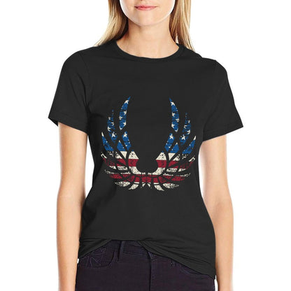 American Flag Angel Wings, 4th Of July  Fade-proof Color T-Shirt