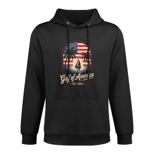 Retro Gulf Of USA America Est 2025 Gulf Mexico American Flag Shrink-Resistant Hoodie
