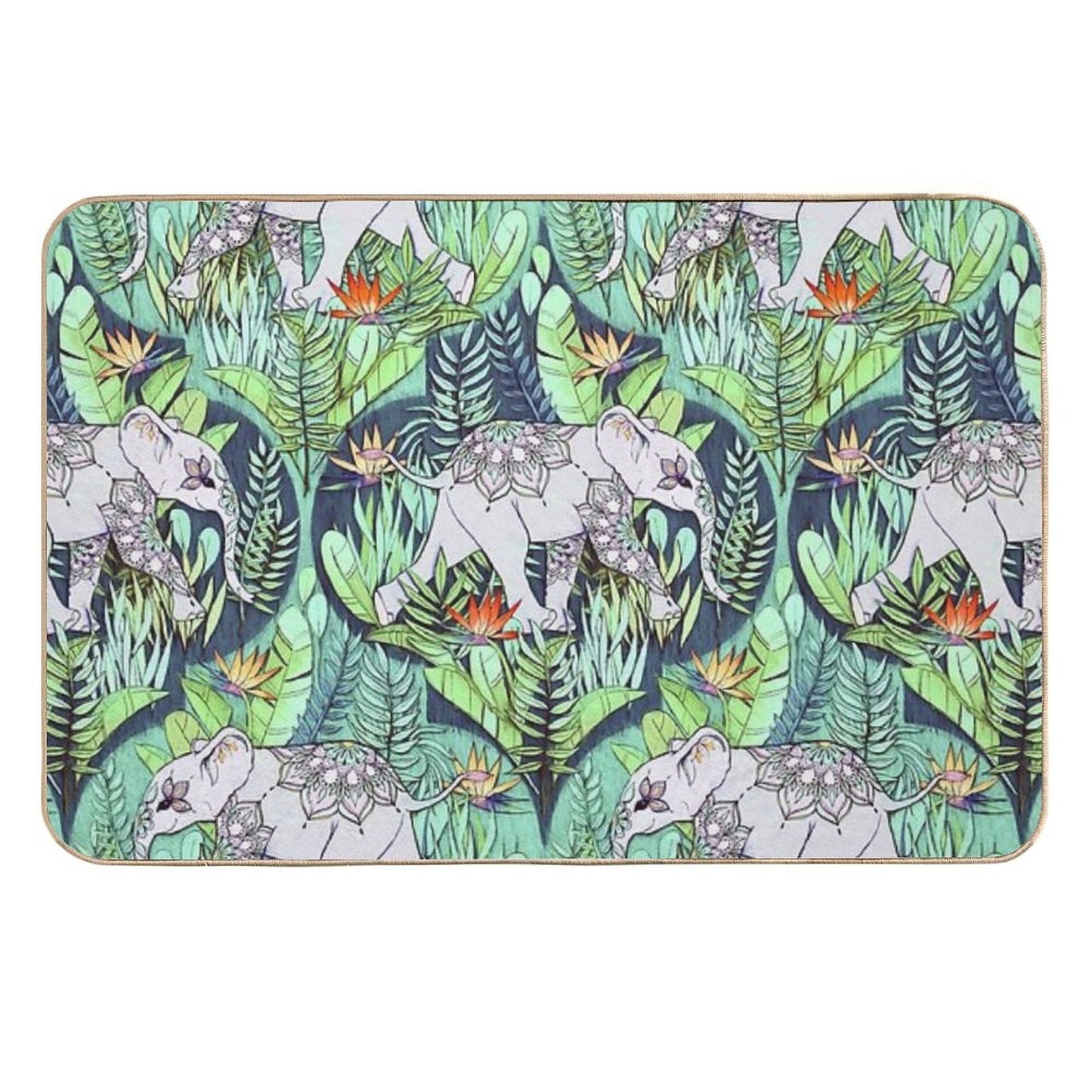 Little Elephant on A Jungle Adventure – Faded Vintage Version  Toxin-Free Bath Mat