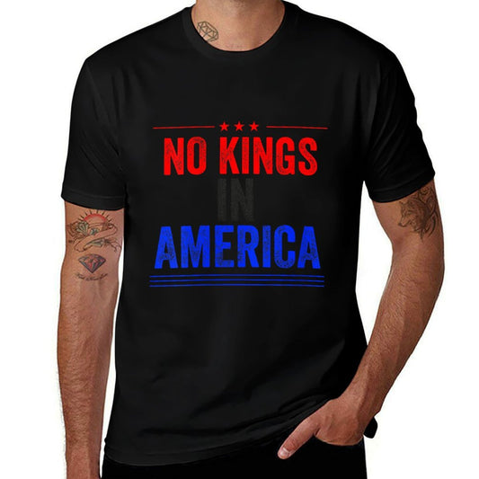 Womens No Kings in America Flag Protest Save Democracy  Rolled Sleeves T-Shirt