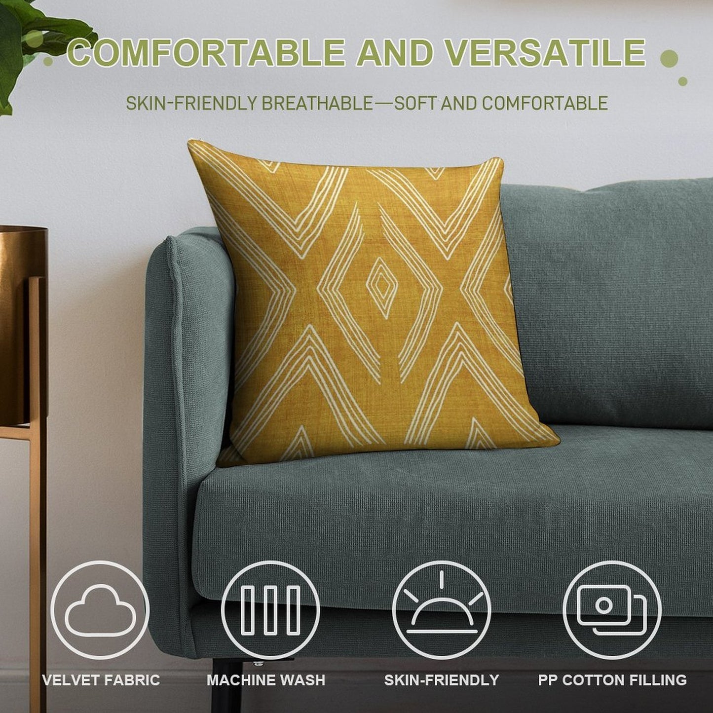 Birch in Gold Soft Ultra-Soft Texture Throw Pillow