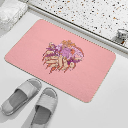 Sapphic Toadstool Frog Handful  Stain-Proof Bath Mat