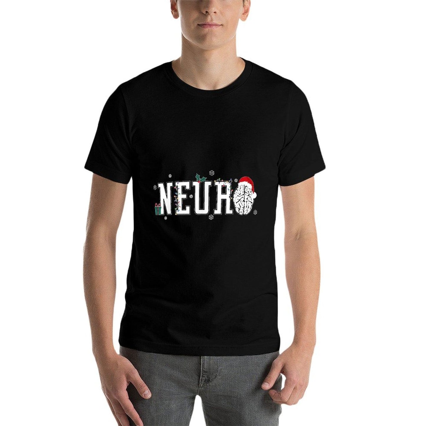 Neuro Nurse Brain Santa Hat Neuroscience Nursing Christmas  High-quality Stitching T-Shirt