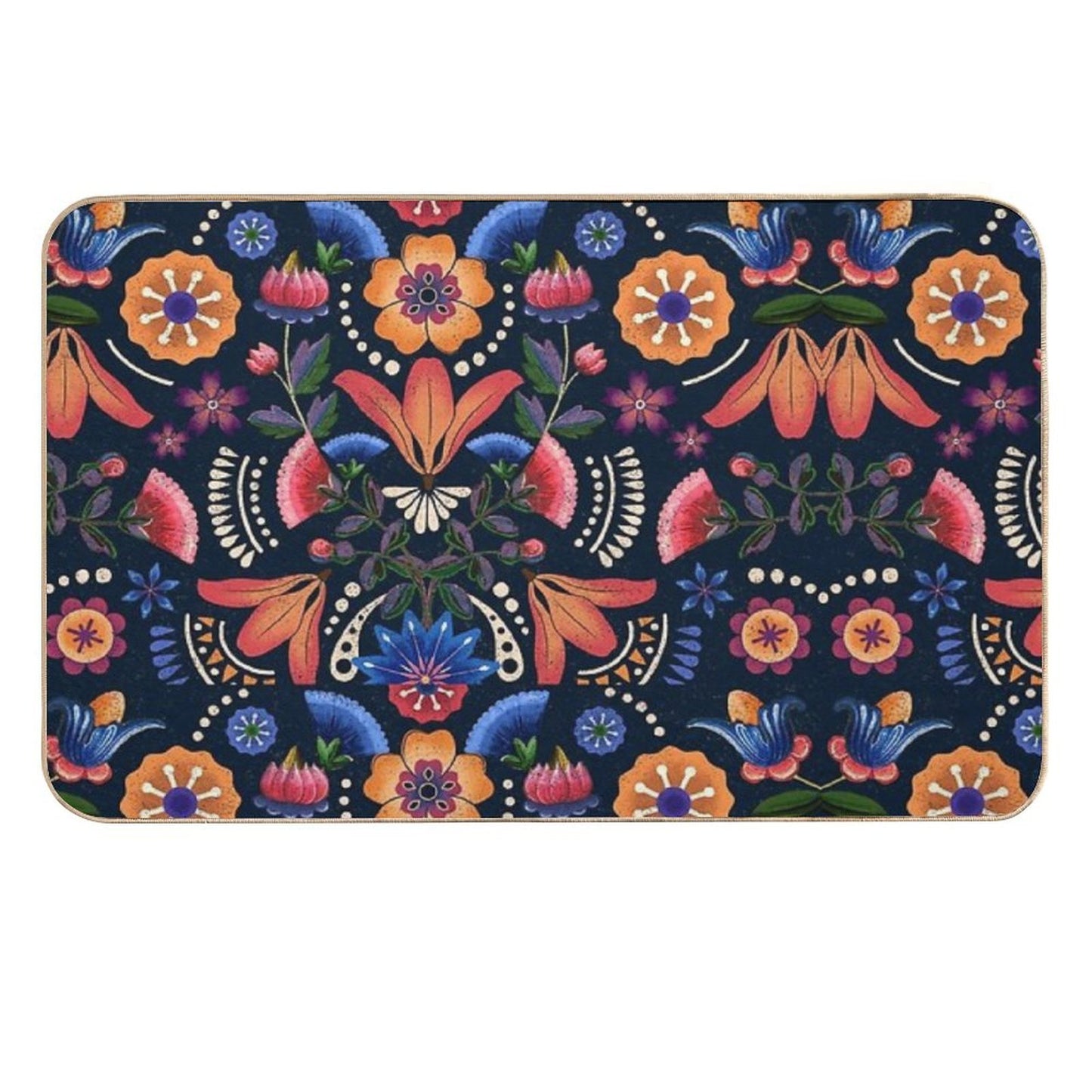 Mexican Ethnic Flower Pattern  Multi-Purpose Bath Mat