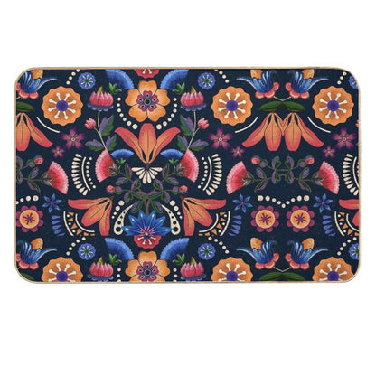 Mexican Ethnic Flower Pattern  Multi-Purpose Bath Mat