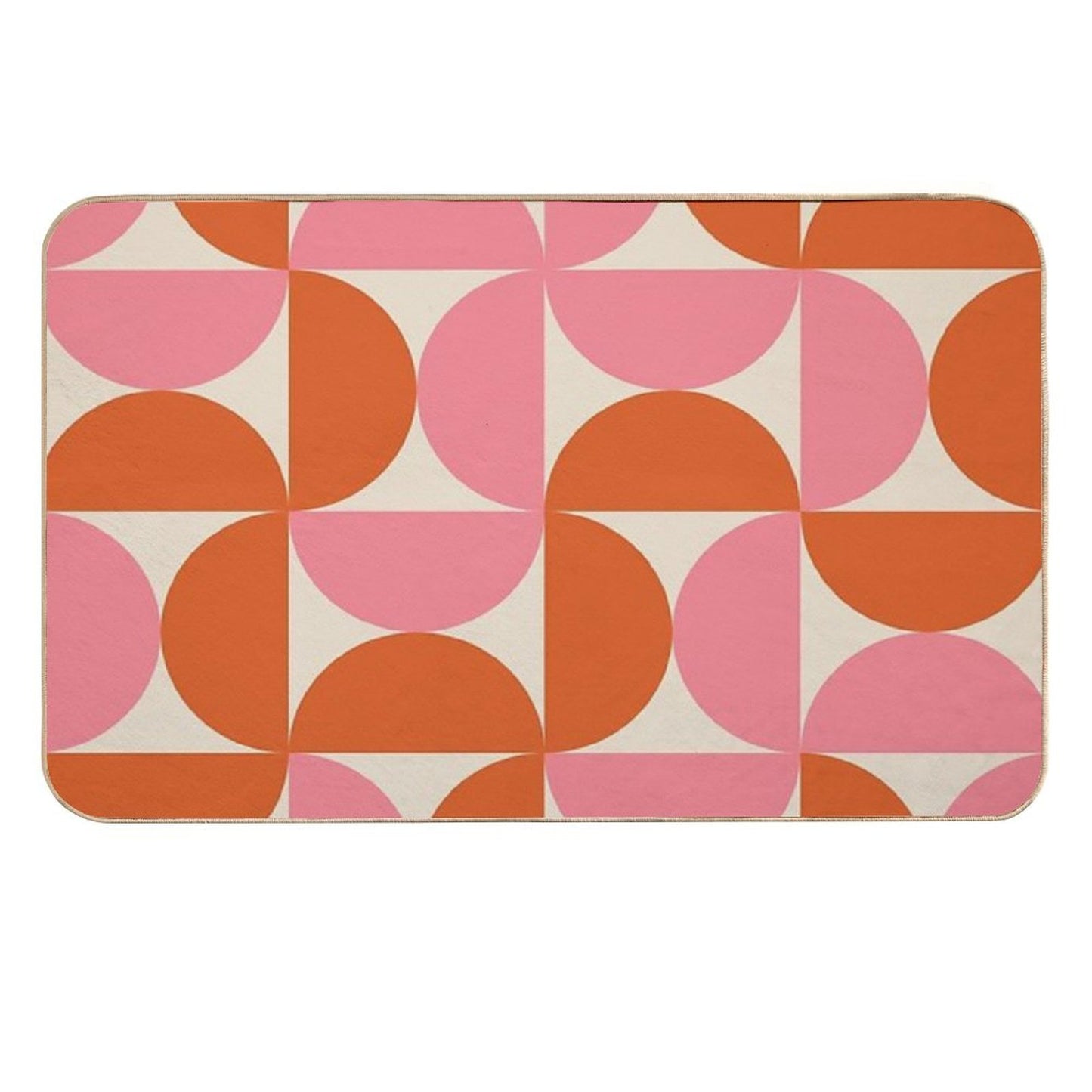 Minimalist Geometric  Mid Century Modern Abstract Half Circles Pattern in Pink And Orange Durable Bath Mat
