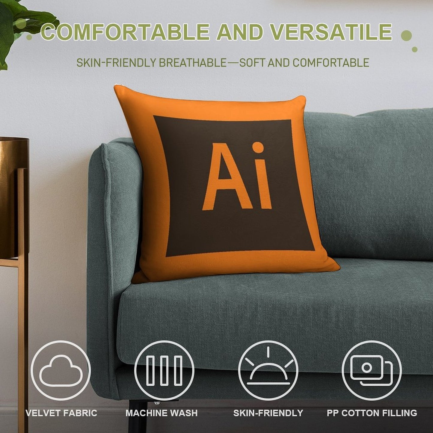 Illustrator Soft Short Plush Fabric Throw Pillow