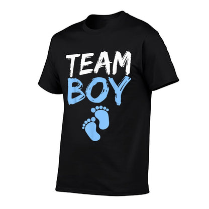 Team Boy Gender Reveal Baby Shower  Ribbed Collar T-Shirt
