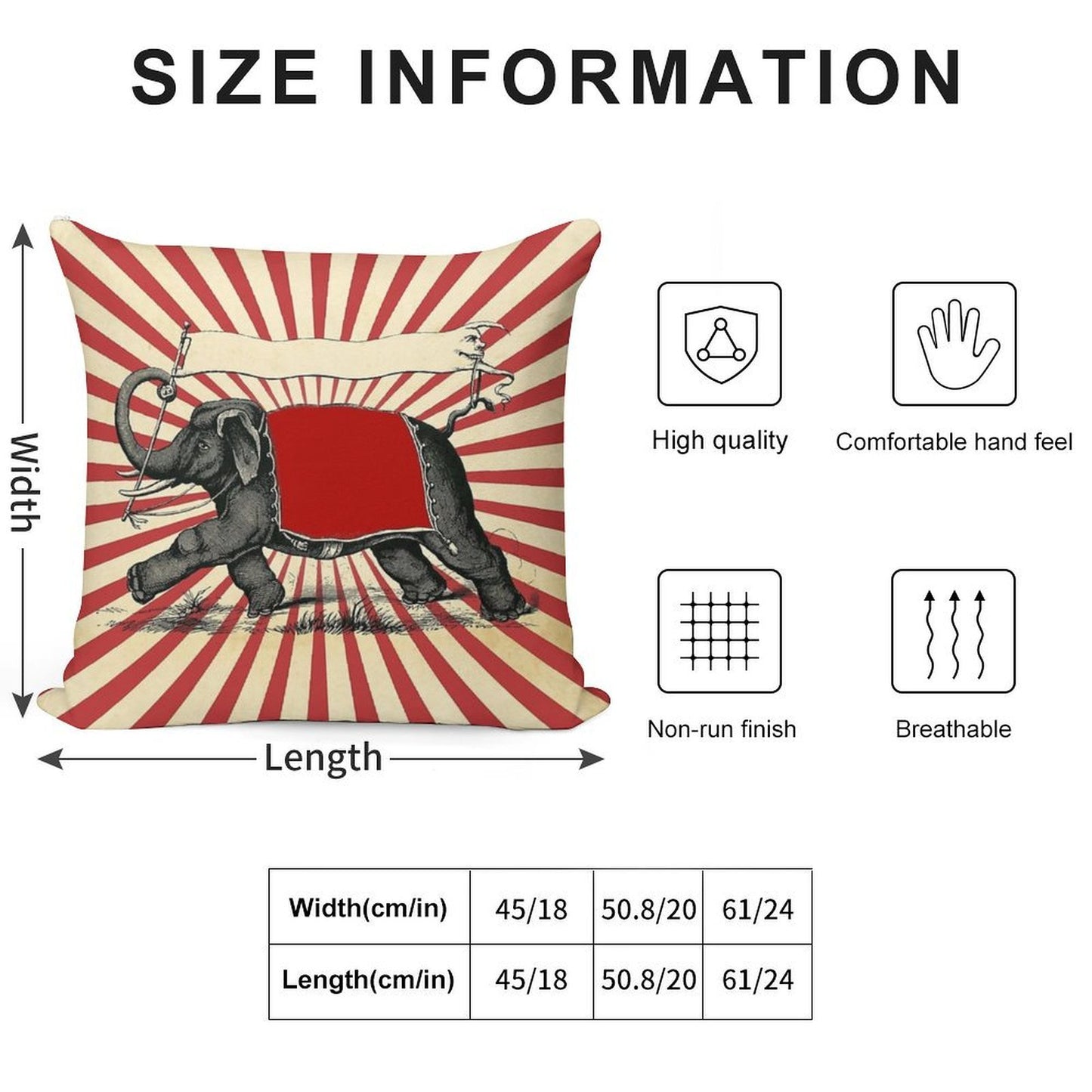 Circus Elephant Vintage Poster Pop Wall Street Art Soft Short Plush Fabric Throw Pillow