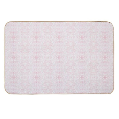 Paloma Faded Vintage Floral Damask in Light Pink And White  Stain-Proof Bath Mat