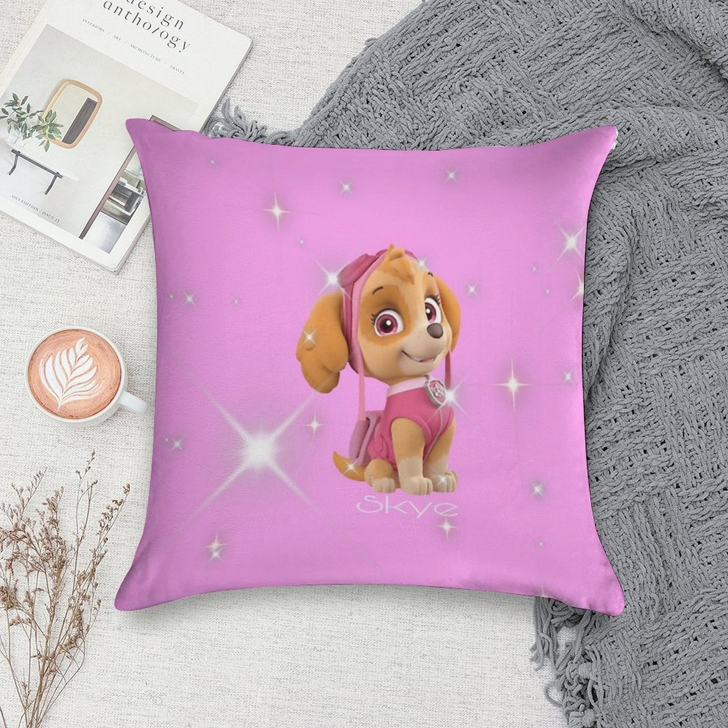 Paw Patrol Skye Pink Design Soft High-Density Material Throw Pillow