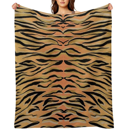 Stylish Black Gold Tiger Animal Print All-season Throw Blanket