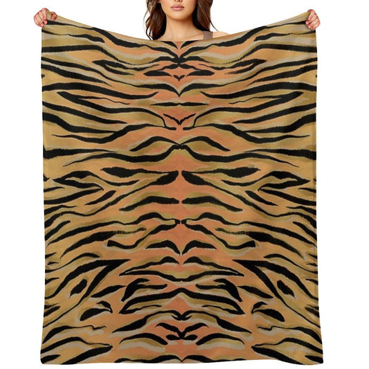 Stylish Black Gold Tiger Animal Print All-season Throw Blanket