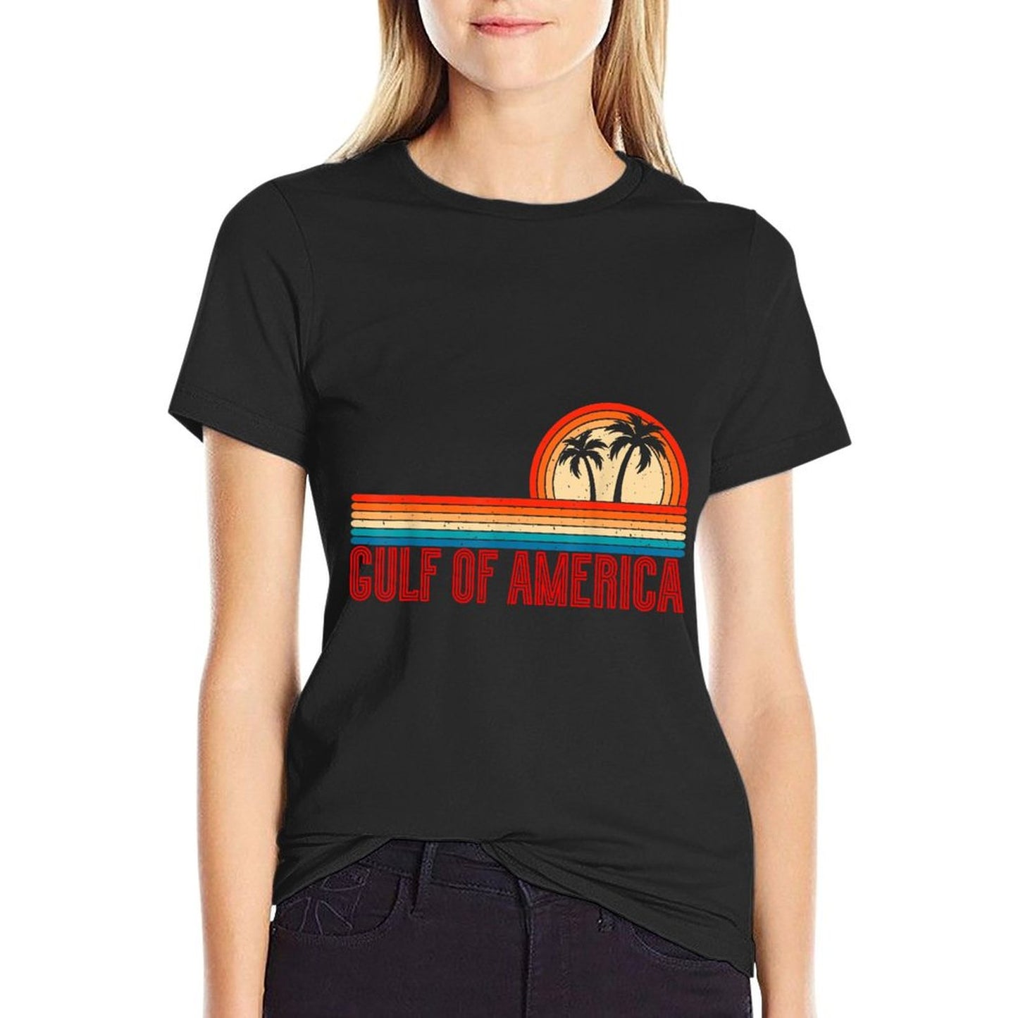 Retro Gulf Of USA America Est 2025 American Flag Gulf Mexico Breathable T-Shirt