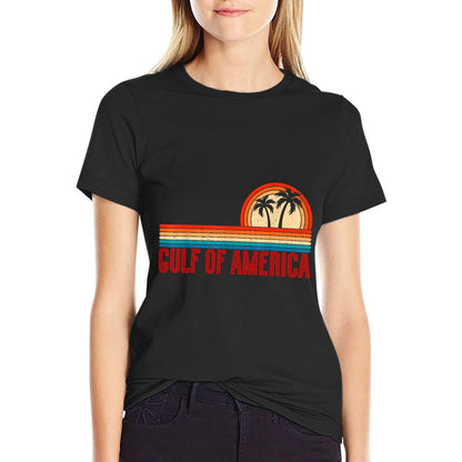 Retro Gulf Of USA America Est 2025 American Flag Gulf Mexico Breathable T-Shirt