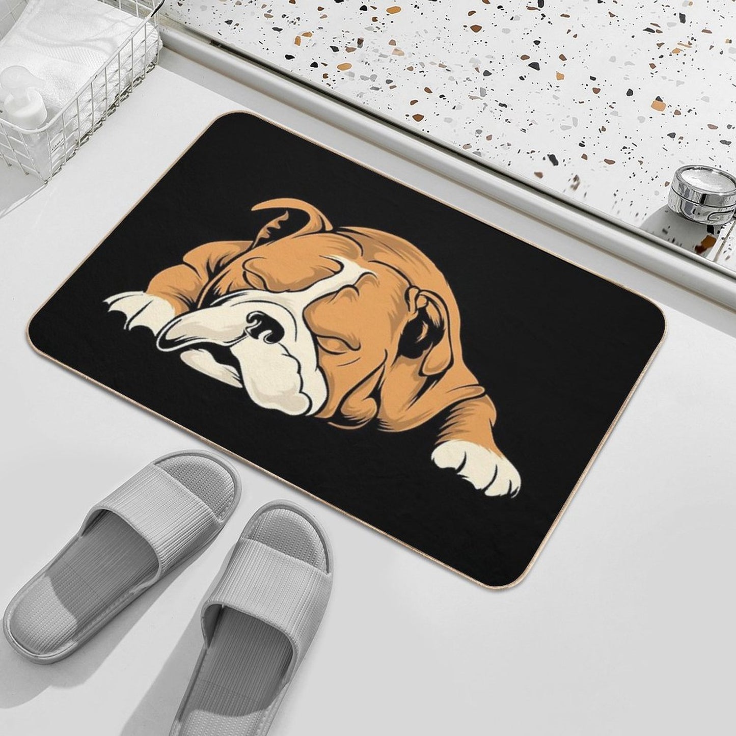 English Bulldog  Repositionable Bath Mat