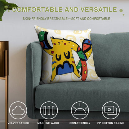 Joan Miro's Cat Soft Ultra-Soft Texture Throw Pillow