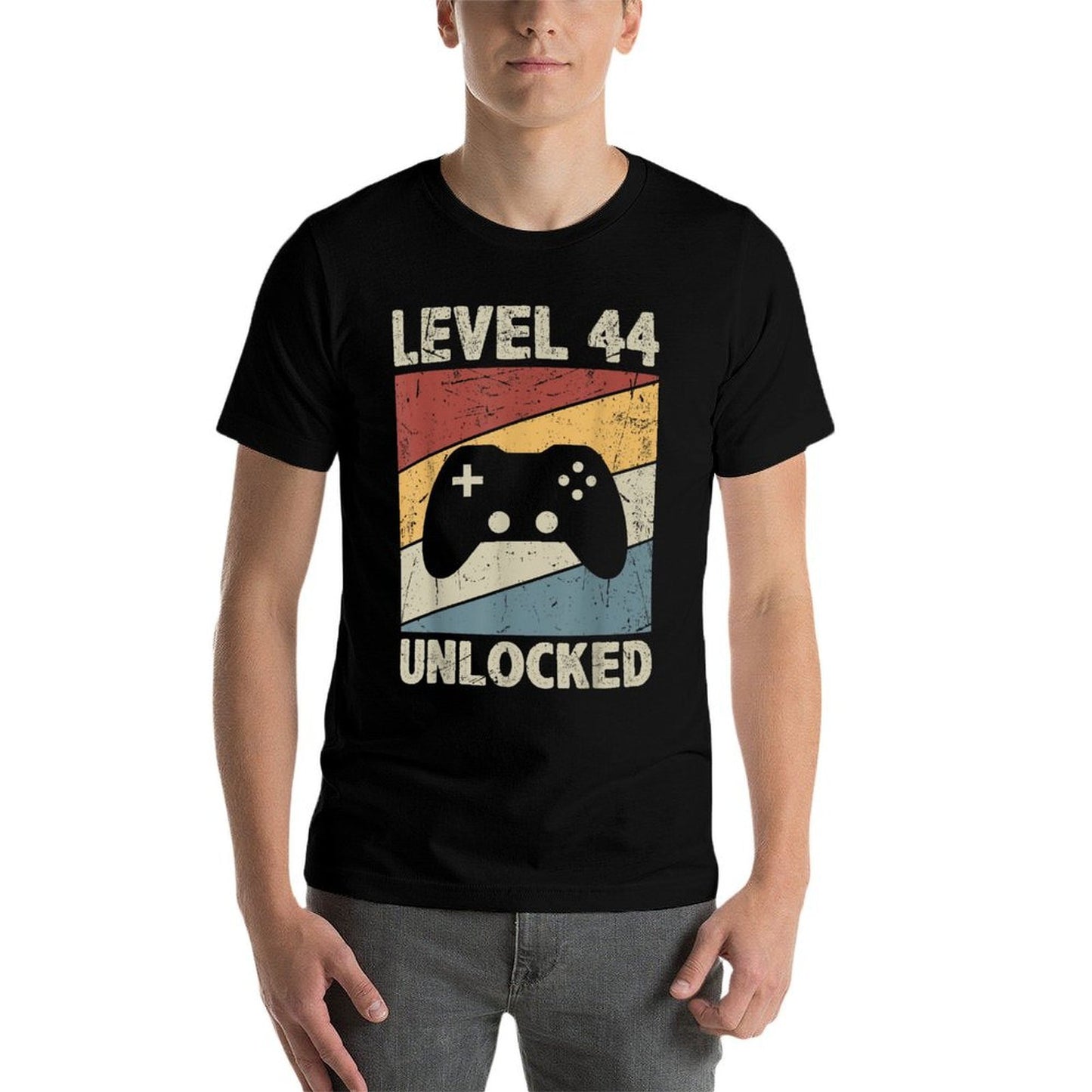Level 44 Unlocked - Retro Vintage Funny 44th Birthday Gamer  Cotton T-Shirt
