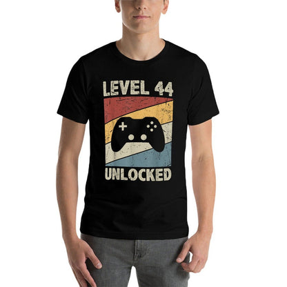Level 44 Unlocked - Retro Vintage Funny 44th Birthday Gamer  Cotton T-Shirt
