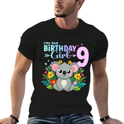 Kids 9th Birthday Girl Koala Bear 9 Years Old Nine 9 Birthday  Easy-care T-Shirt