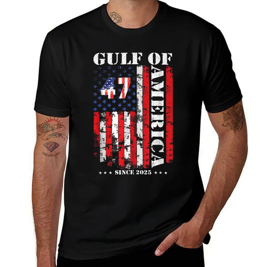 Gulf of USA America 2025 Funny Vintage USA Flag Men Women Relaxed-fit T-Shirt