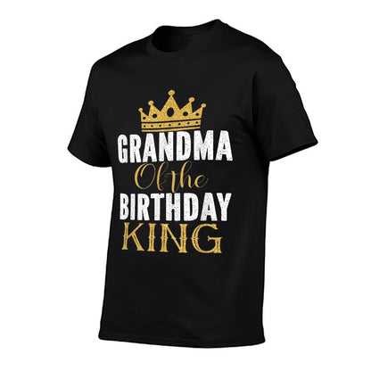 Grandma Of The Birthday King Boys Bday Party Gift For Him  Heathered Texture T-Shirt
