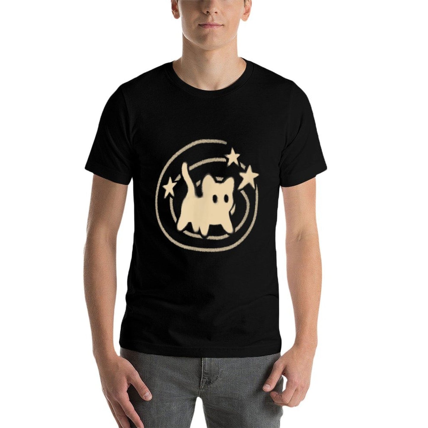 90s Y2K Scary Tomcat Cat Is Scared Under Starry Tail  Breathable T-Shirt