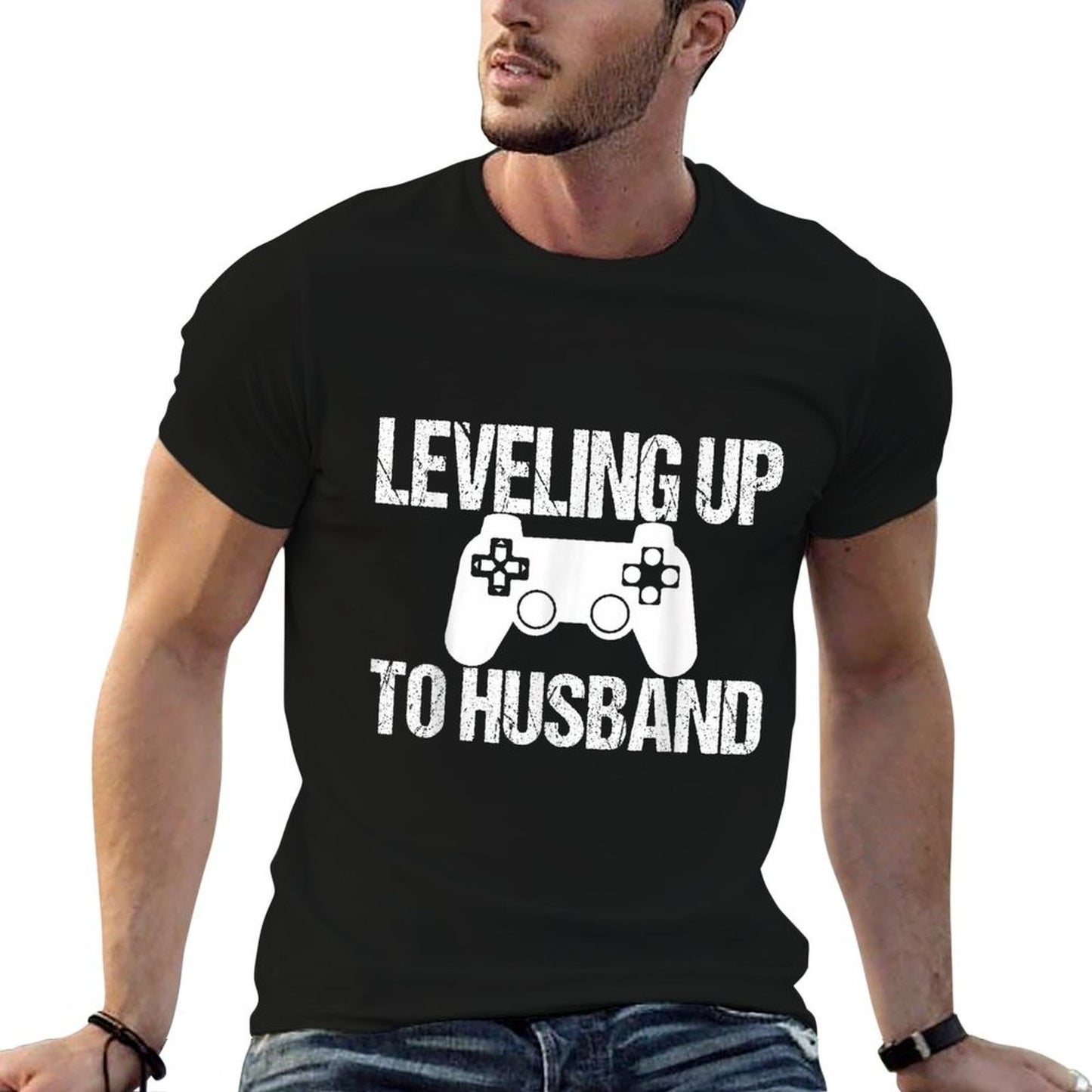 Engagement for Groom Video Game Lovers  Oversized Silhouette T-Shirt