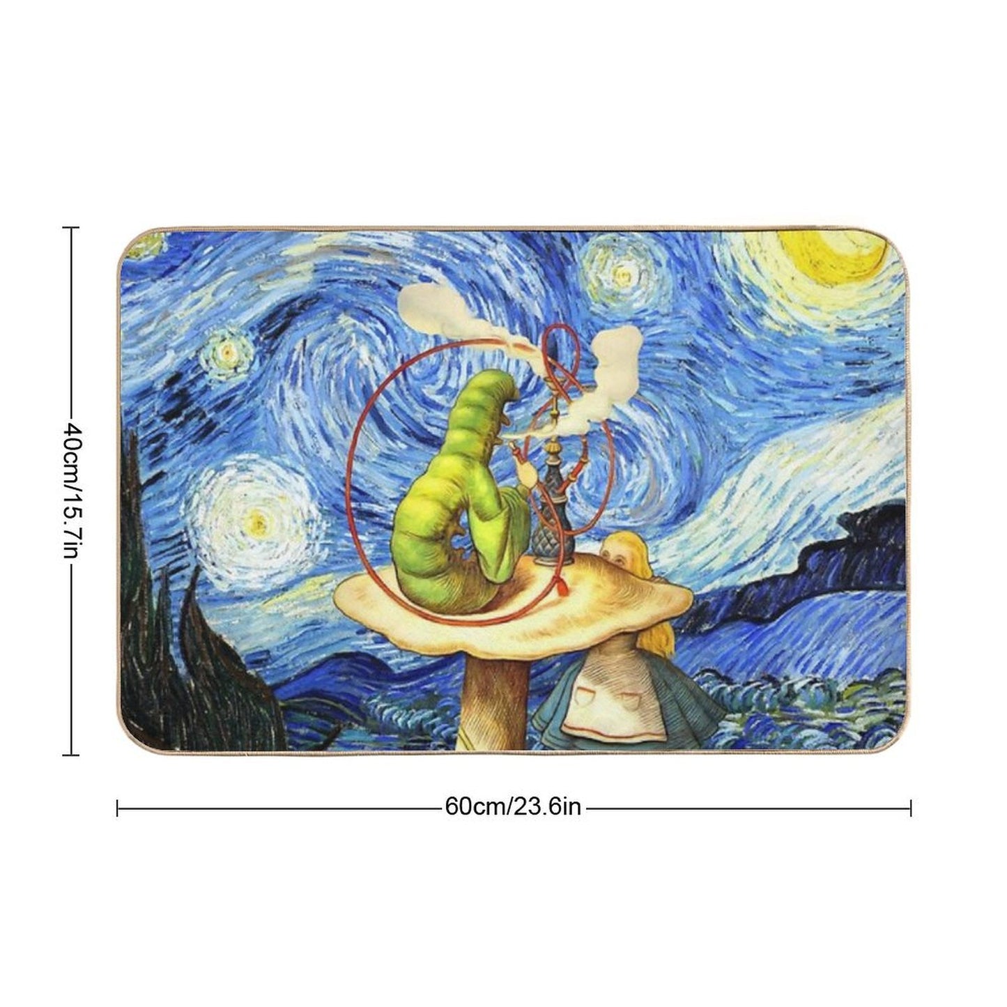 Alice & The Caterpillar Starry Night - Alice In Wonderland  Long-Lasting Bath Mat
