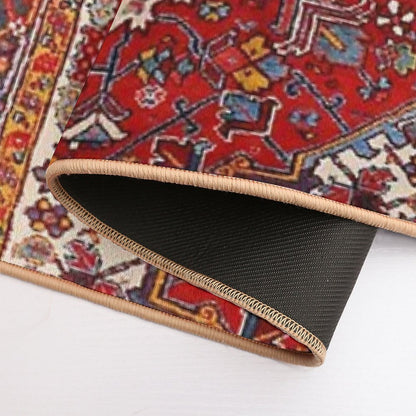 Persia Heriz 19th Century Authentic Colorful Picture of A Blue Red And Cream Rug  Versatile Bath Mat