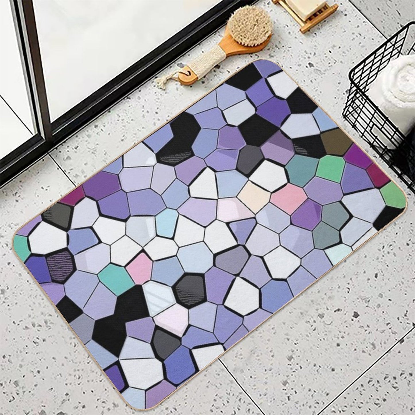 Mosaic Design - Camouflage Texture  Non-Slip Bath Mat