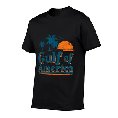 Retro Vintage Gulf Of US America 2025 American Gifts Ribbed Collar T-Shirt