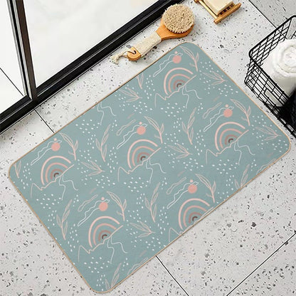 Minimalistic Design with Rainbow And Leaves  Dirt-Trapping Bath Mat