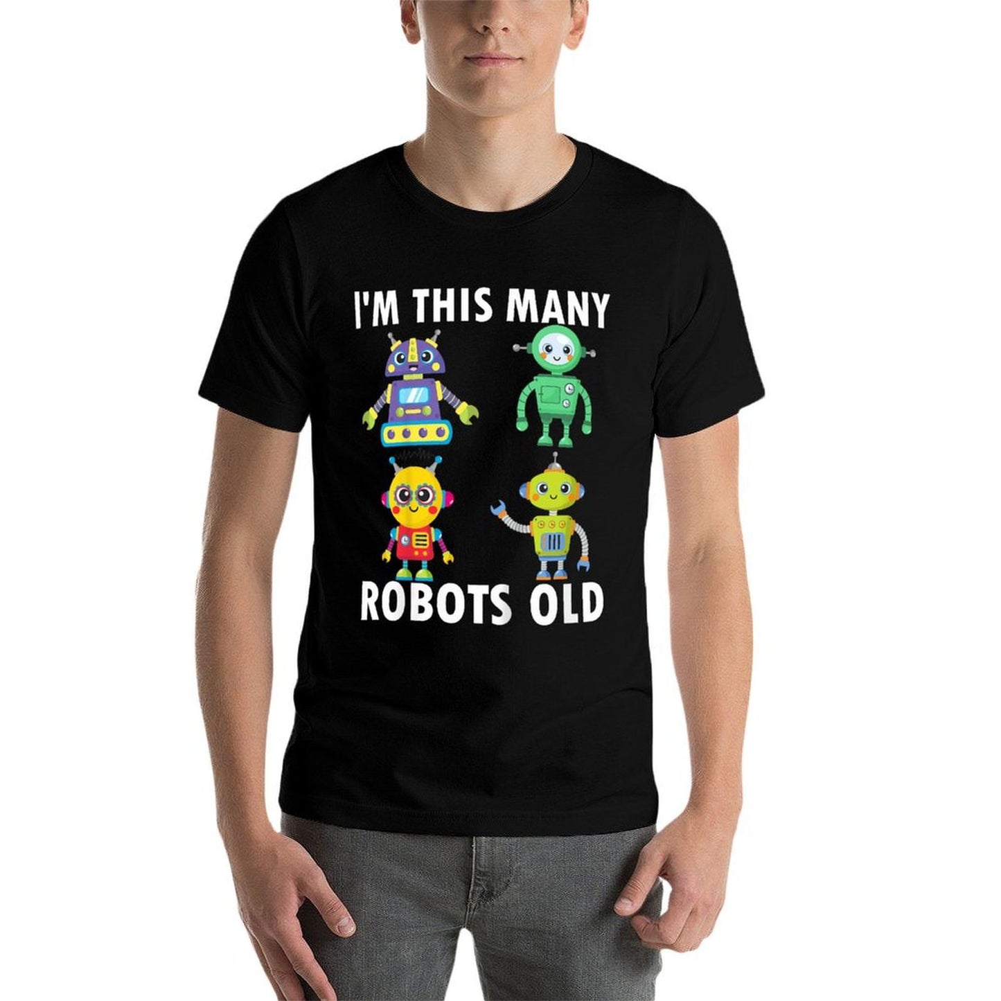 Kids 4 Years Old Robots Old 4th Birthday Kids  High-quality Stitching T-Shirt
