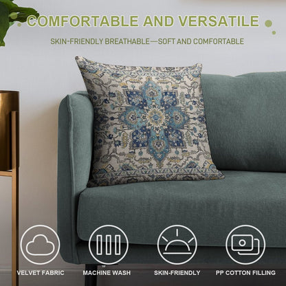 Persian Vintage Gray Blue Soft Shrink-Resistant Throw Pillow