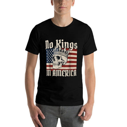 No Kings in America Skull American Flag King Skull  Odor-resistant T-Shirt