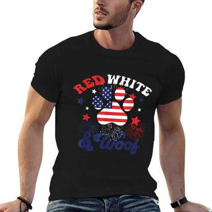 Red White And Woof Patriotic Dog Lover USA 4th Of July  Eco-friendly Material T-Shirt