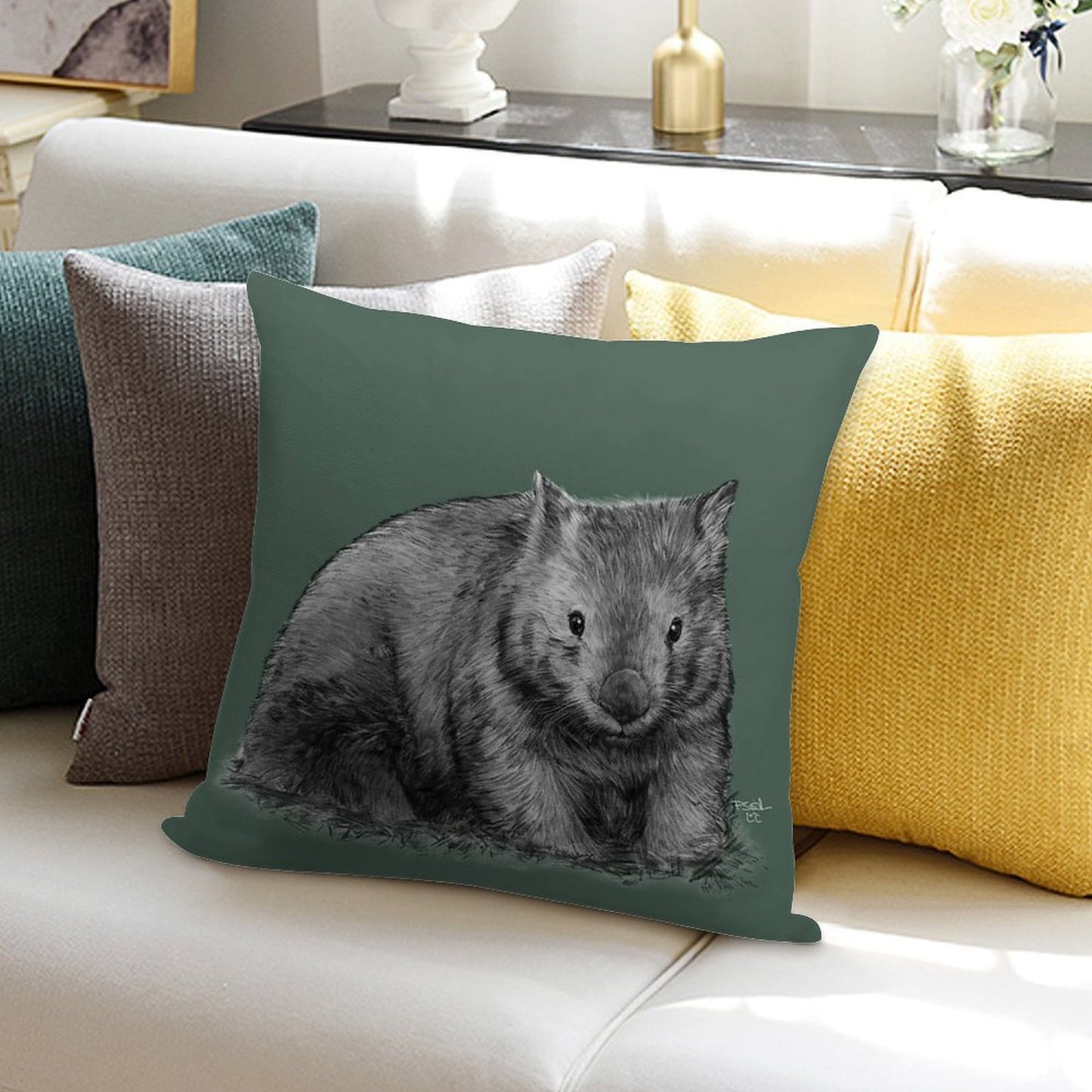 Wombat Soft Hidden Zipper Throw Pillow