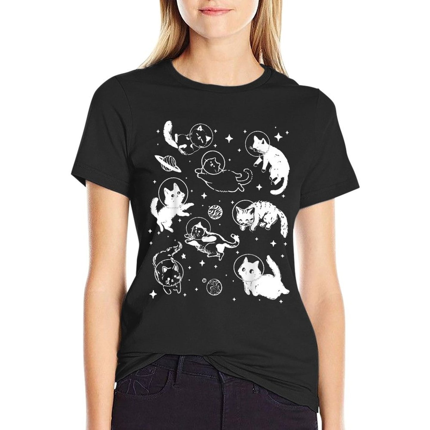 Cats In Space Retro  Eco-friendly Material T-Shirt