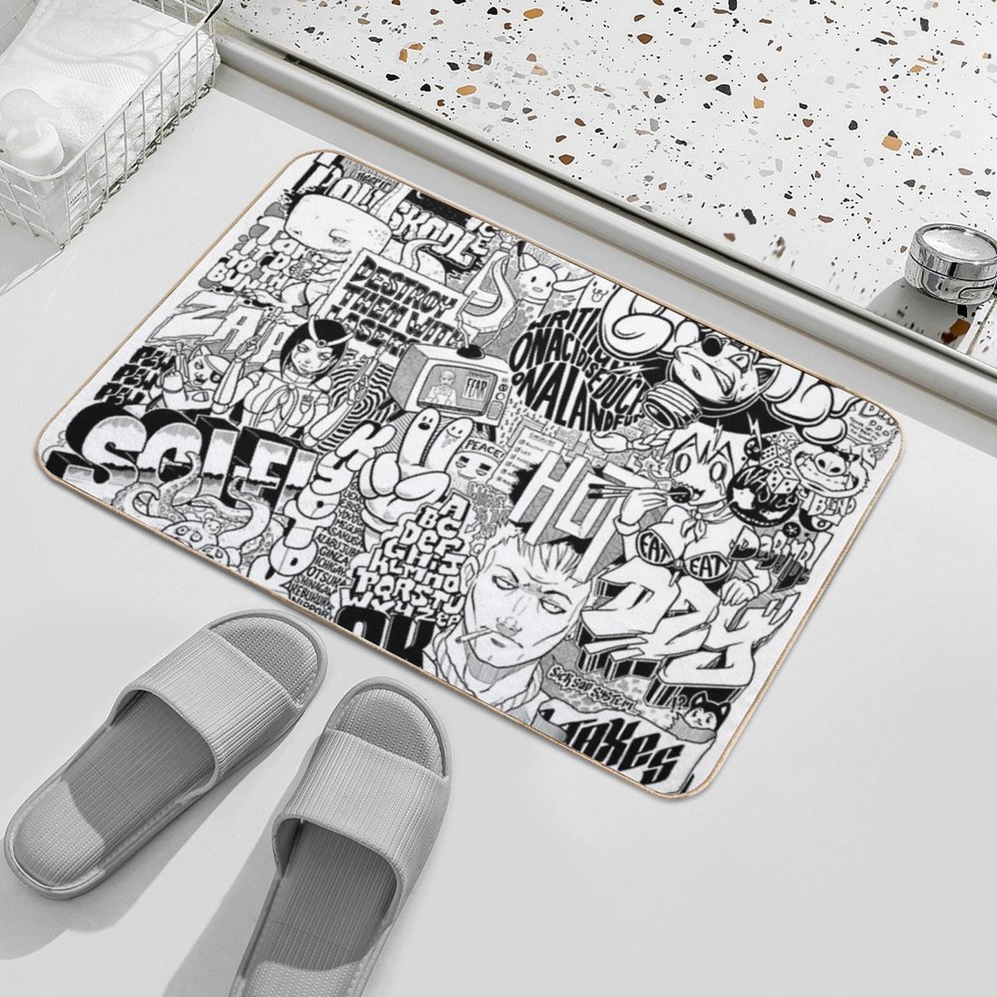 DzyMess No.9 Death & Taxes  Anti-Trip Bath Mat