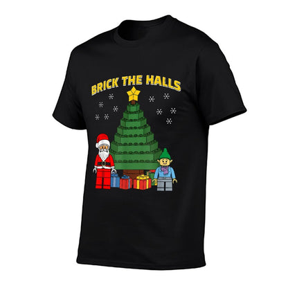 Christmas Building Bricks Brick The Halls Block Builder  Graphic-printed T-Shirt