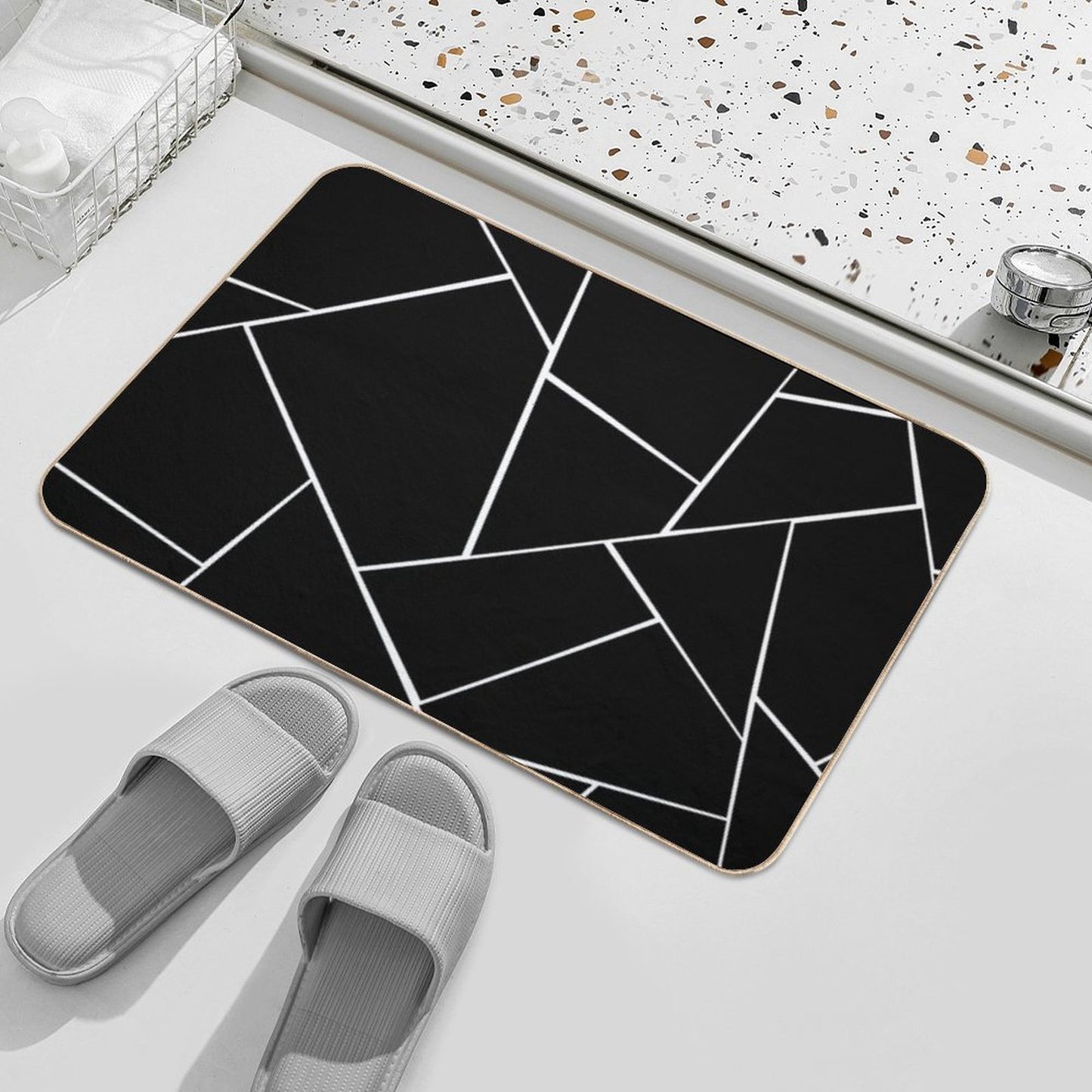 Black White Geometric Glam #2 #geo #decor #art Durable Bath Mat