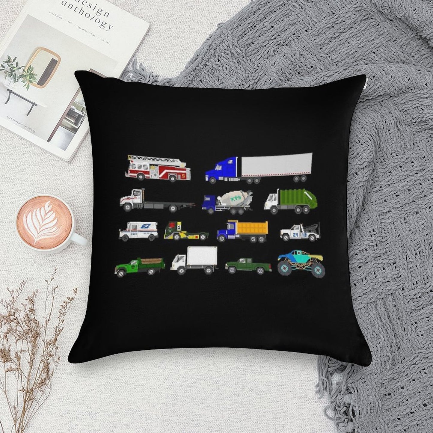 Trucks - The Kids' Picture Show Soft Warmth Comfort Throw Pillow