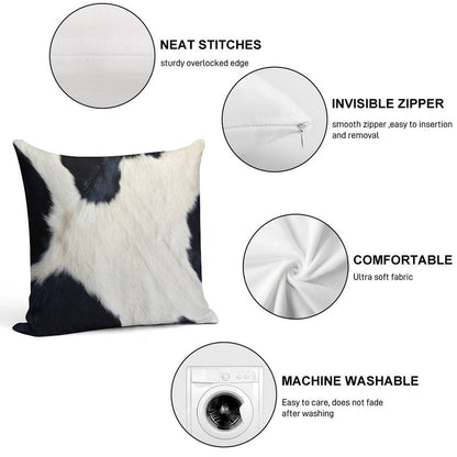 Faux Cowhide Black And White Soft High-Density Material Throw Pillow