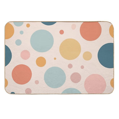 A Design of A Polka Dots Pattern in Soft Pastel Colors with A Gentle, Subtle Arrangement of Dots.  Rapid-Drying Bath Mat