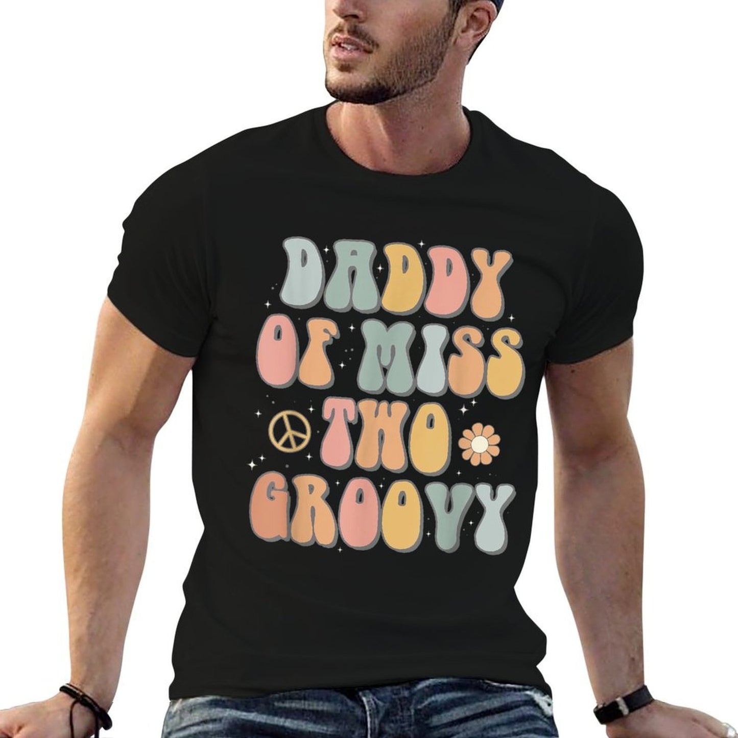 Daddy Dad Two Groovy Second Birthday Retro 2nd Bday Party  Graphic-printed T-Shirt