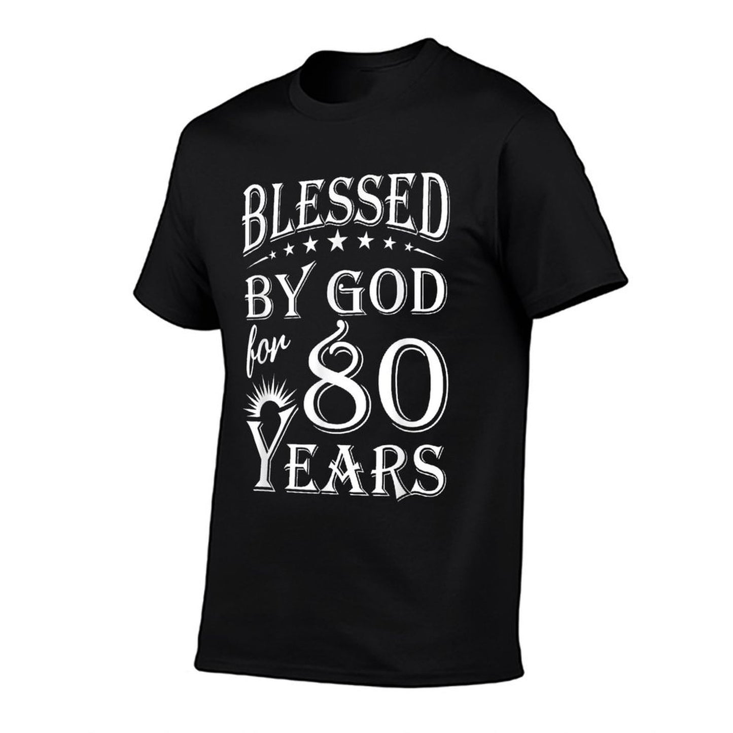Vintage Blessed by God for 80 Years Happy 80th Birthday  High-quality Stitching T-Shirt