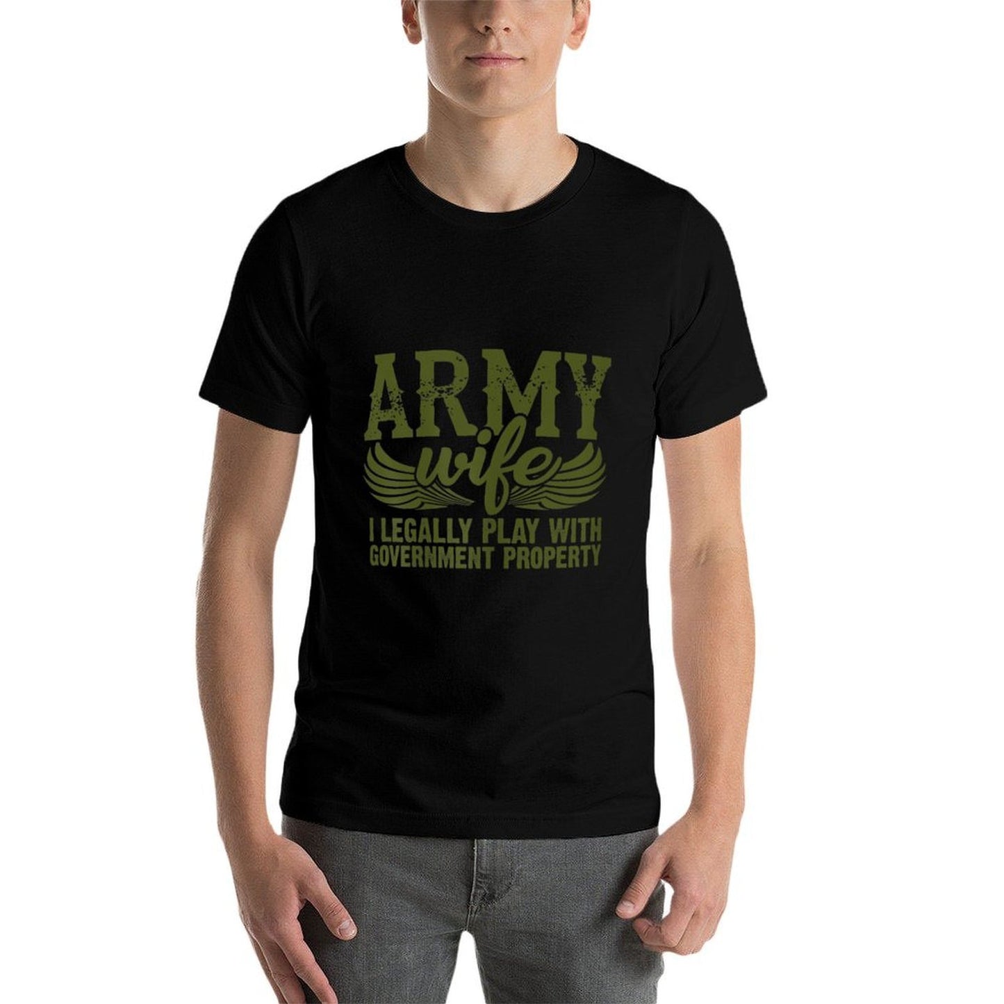 Army Veteran Wife Pink Army Wife  Oversized Silhouette T-Shirt