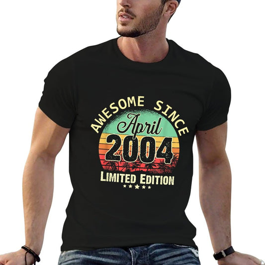 21 Years Old Awesome Since April 2004 21st Birthday Gifts  Summer-ready Fabric T-Shirt
