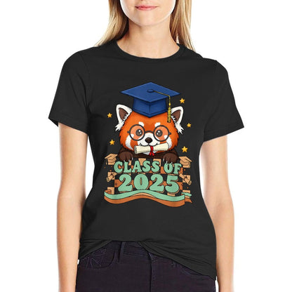 Graduate Red Panda Class Of 2025 Kids Mens Womens Graduation  Eco-friendly Material T-Shirt